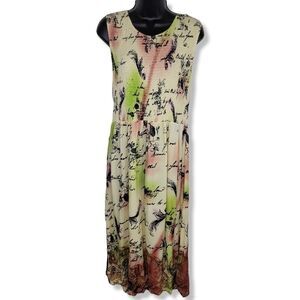 Jane Ashley vintage 80s 90s Woman floral print sleevless maxi dress size 1x